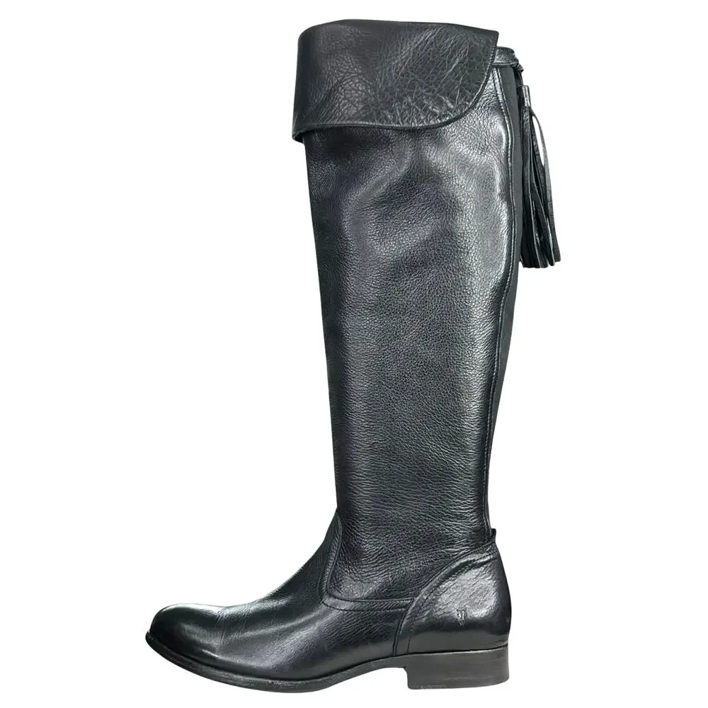 Frye Women’s Shirley Black Leather Over The Knee Riding Boot Size US 7.5